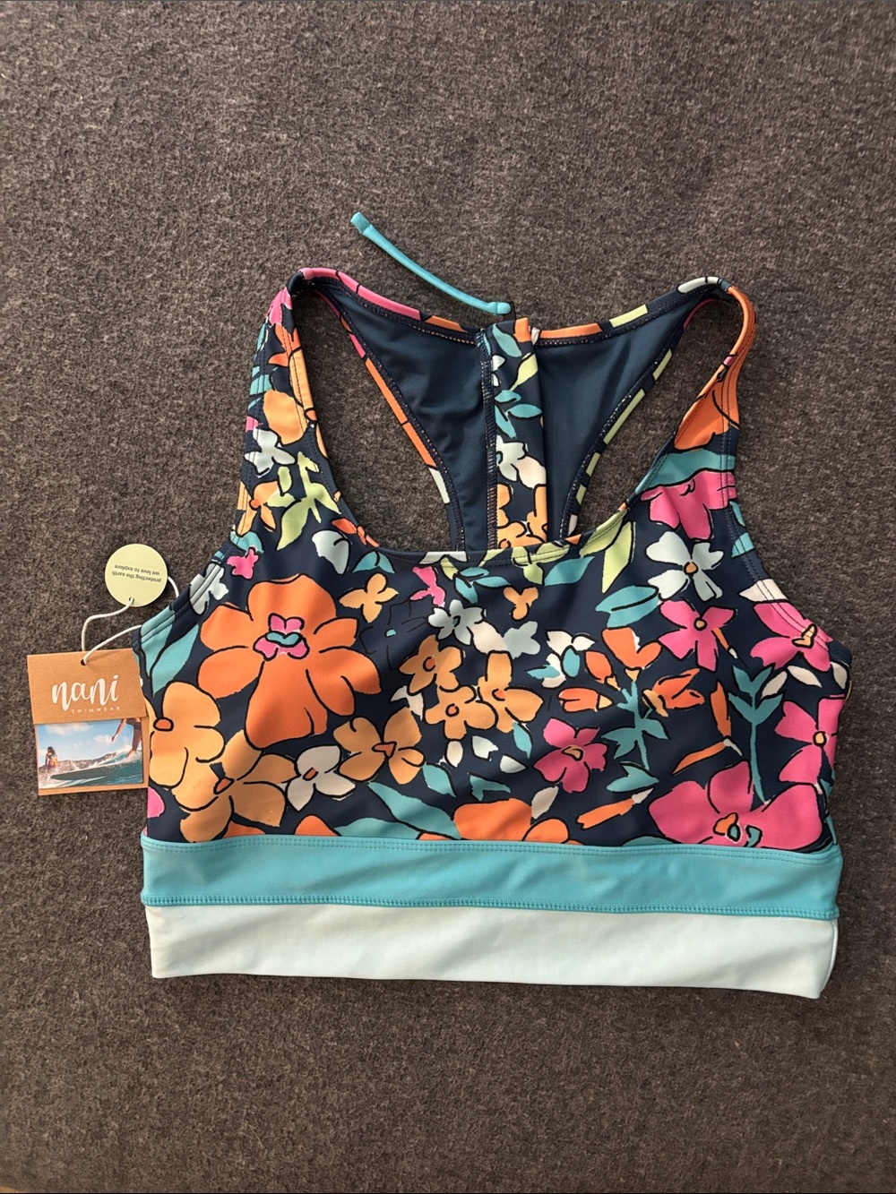 Nani Swimwear Floral Racerback Sports Bralette XL